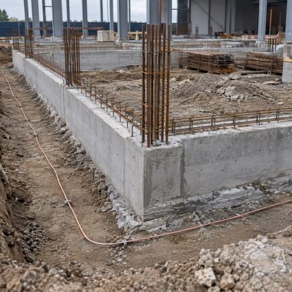 Boucle de terre au fond d'une fondation