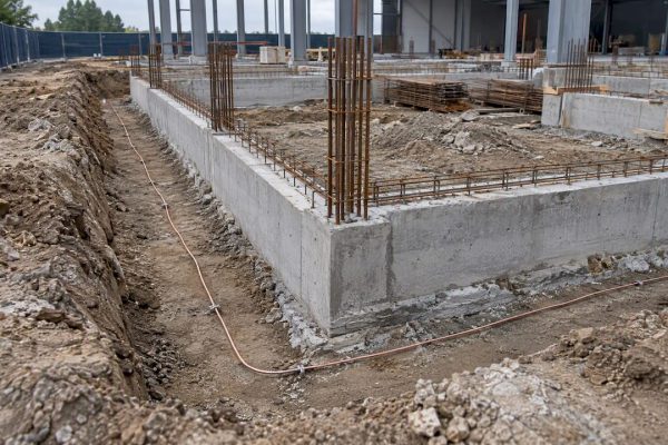 Boucle de terre au fond d'une fondation