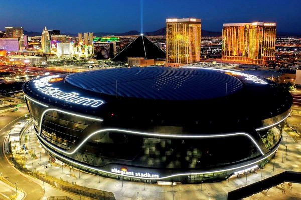 allegiant stadium by night las vegas - lightning protection system by Indelec